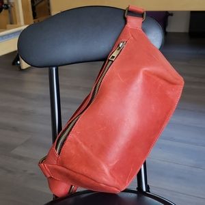 Orange/Red Leather Belt Bag/ Crossbody